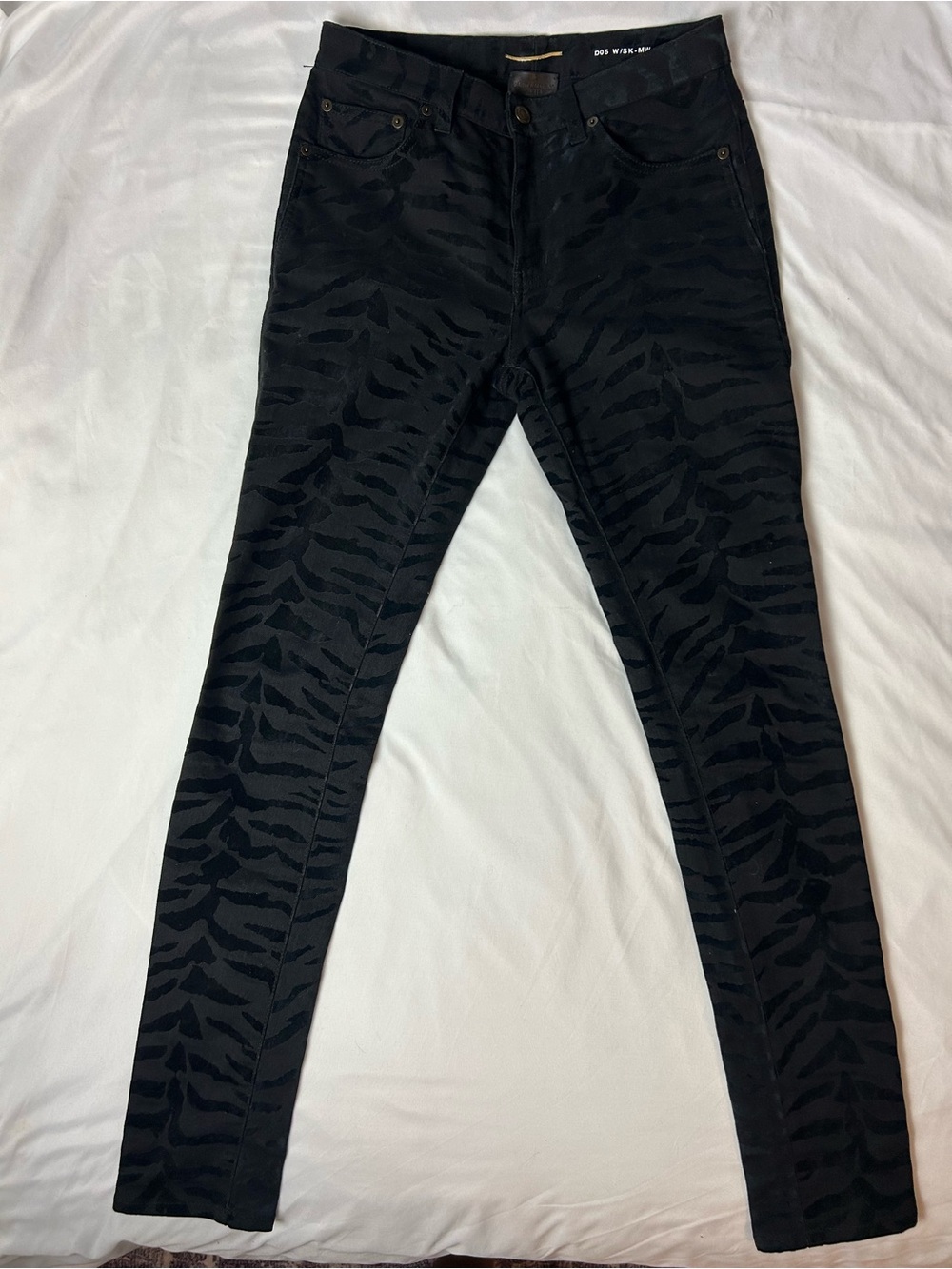 Saint Laurent Paris D05 Black Tiger-Print Skinny Jeans